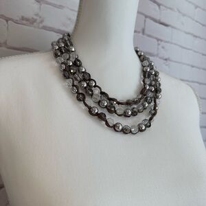 LOFT Silver and Brown Multi-Strand Necklace